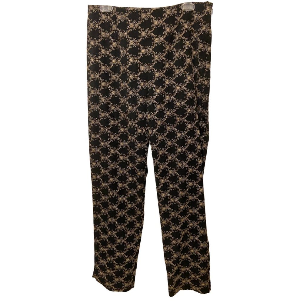 Vintage Hi-waist La Vore embroidered straight black pants sz 12